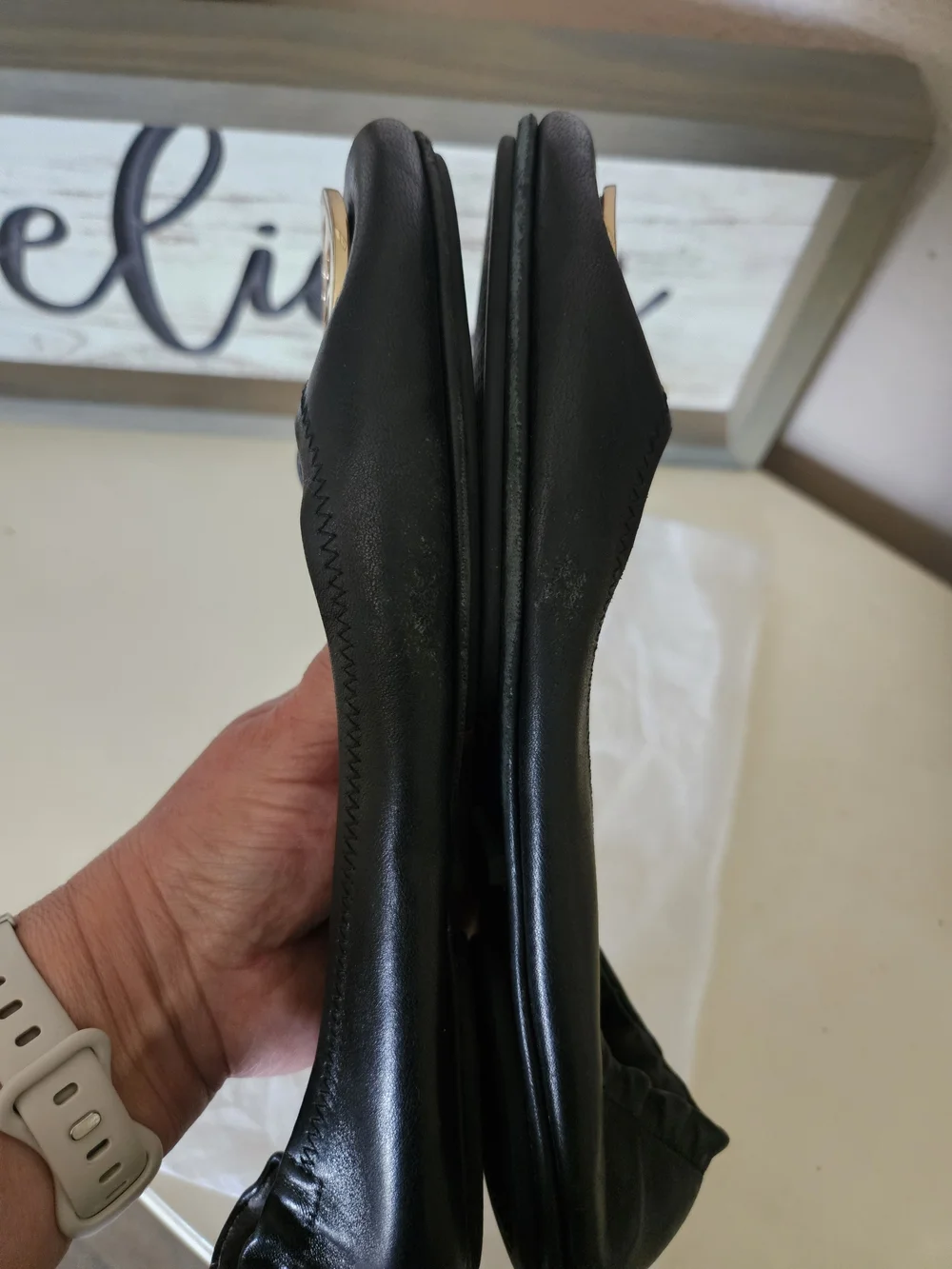 Tory Burch Black Reva Ballet Flats with Gold Logo